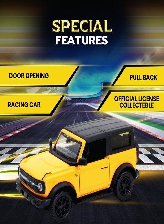 آر إم زد سيتي سيارة لعبة فورد برونكو باد لاندز 2023 ذات السقف الصلب من آر إم زد سيتي، مصنوعة من المعدن المصبوب، مقاس 5 بوصات، بمقياس 1:36 | سيارة مرخصة قابلة للتحصيل مع أبواب قابلة للفتح وآلية سحب للخلف | سلسلة عالمية لعشاق السيارات | أصفر - Image 4